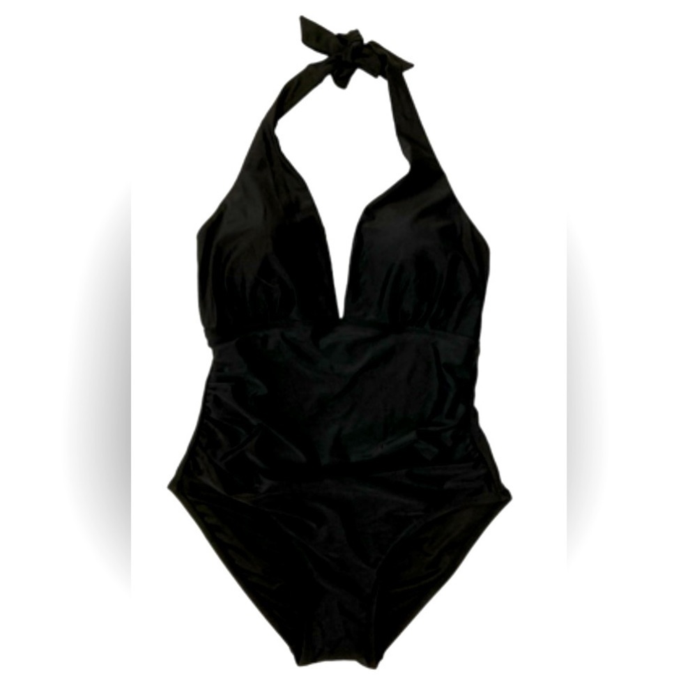DKNY Black Halter One-Piece Swimsuit